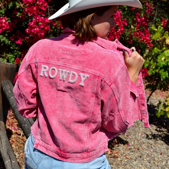 Pink Corduroy Cowgirl Star Jacket, Nashville Country Concert Jacket - Picture 2 of 14